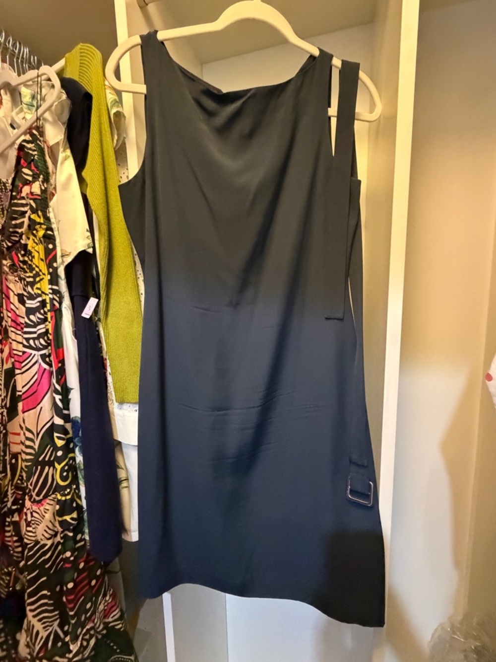 Theory Navy Sleeveless Midi Shift Dress